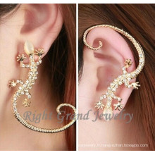 Nouveau Design Gecko en forme de bijoux Boucles d’oreilles cristal Multi oreille brassard